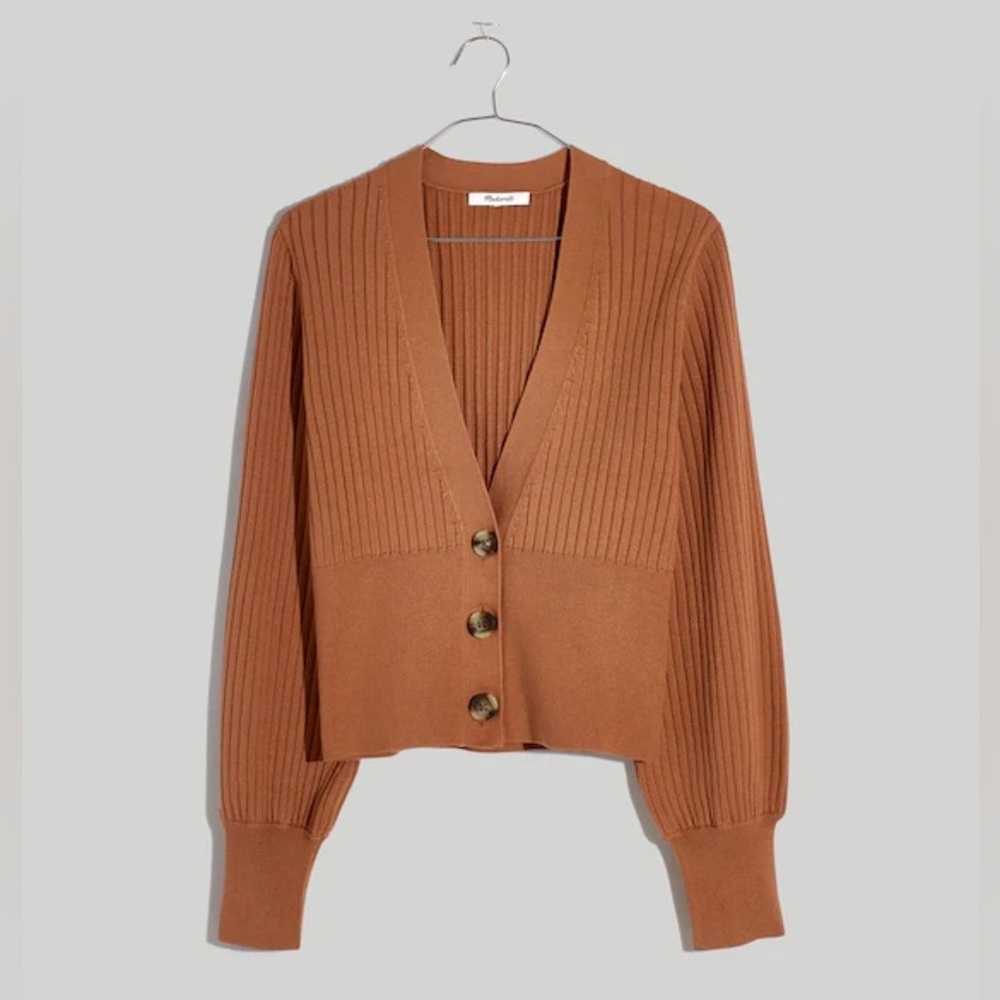 Madewell Langley Slim Cardigan Sweater in Faded Earth Size Large